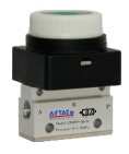 CM3PF05G AIRTAC MANUAL VALVES, CM3 SERIES FLAT TYPE<BR>COMPACT 3 WAY 2 POSITION N.C. , M5 PORTS GREEN BUTTON